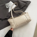 Borsa a spalla quadrata bianco crema minimalista con finitura in pelle liscia - Albicocca Senza Pendente