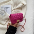 Mini hot pink quilted crossbody bag with golden chain strap and round ball detail - Quilted with Golden Ball / Rose Pink