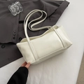 Elegante borsa a tracolla rettangolare bianco crema con logo GLEAROK e doppi manici - Bianco Senza Pendente