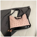 Bolso tote rosa y negro con estampados de lazos y acabado de tela texturizada - Negro