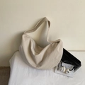 Minimalistische beige gewebte Tragetasche mit großem Fassungsvermögen und Zubehör - Beige