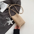 Elegant beige leather phone bag with Serendipity lettering and star charms - Khaki With Pendant