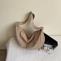 Light brown gingham woven hobo bag with wide strap for casual daily commuting - Apricot Checkered