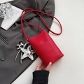 Red pebbled leather phone crossbody bag with silver star and balloon dog charms - Red with Pendant