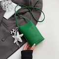 Green leather crossbody phone bag with balloon dog charm and silver tassel details - Green with Charm