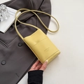 Minimalist yellow lychee grain phone crossbody bag with Serendipity lettering - Yellow Without Pendant