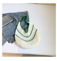 Handmade crochet shoulder bag in white and green contrast for summer beach vacation - No Pendant / White