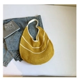 Handmade yellow and white striped crochet hobo bag for casual summer beach vacations - No Pendant / Yellow