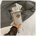 Silver mini cylindrical crossbody bag with sparkling rhinestones and evil eye design - Silver