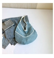 Light blue and white woven shoulder bag with minimalist bohemian knit style for summer - No Pendant / Blue