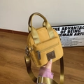Mini bolso de mano y bandolera de nailon amarillo jengibre con logo mujer - Amarillo / Grande