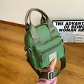 Bolso de nailon verde hierba con correa ajustable y bolsillo frontal con cremallera - Verde / Grande