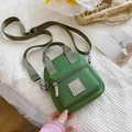 Mini green nylon crossbody bag with adjustable strap and casual sports style patch - Green / Small