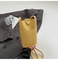 Mini sac pour téléphone en cuir jaune litchi avec rabat et bandoulière élégante - Jaune (Sans Pendentif)