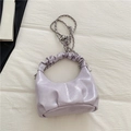 Sac nuage violet clair chic avec poignée plissée et bandoulière chaîne argentée - Violet Sans Pendentif