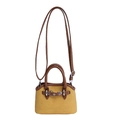 Borsa a tracolla retrò in pelle scamosciata gialla con finiture in pelle marrone - Giallo
