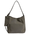 Minimalist large charcoal grey hobo bag with a matching small coin purse attachment - Green