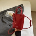 Borsa a tracolla rossa minimalista in pelle con tracolla intrecciata alla moda - Rosso Vino Senza Pendente