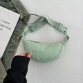 Pale green crescent nylon crossbody bag with adjustable strap and casual aesthetic - Light Green