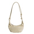 Creamy yellow crescent shoulder bag with knotted strap and silver fashion text - Yellow without Pendant