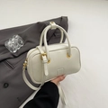 Elegant cream white minimalist handbag with gold hardware and adjustable strap - No Pendant / White