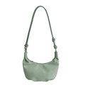 Chic sage green crescent hobo bag with knotted shoulder strap and silver zipper detail - Green