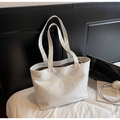 Grand sac cabas minimaliste blanc crème avec motifs en relief pour femmes actives - Blanc Cassé