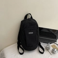Minimalist black outdoor backpack for women made of durable water-resistant nylon - Black
