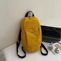 Ginger yellow compact backpack in nylon with YOU JI BEAR logo for casual travel - Yellow