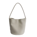 Bolso tipo cubo trenzado vintage francés blanco crema con asa superior redonda - Verde Turquesa