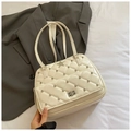 Chique crème witte PU-leren handtas met ruitpatroon en ster-klinknagels voor dames - Wit