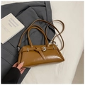 Sac baguette rétro en similicuir marron avec détail de boucle et bandoulière - Brun Sans Pendentif