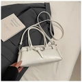 Petit sac carré blanc minimaliste avec boucle en cuir et longue bandoulière amovible - Blanc Sans Pendentif
