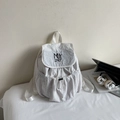 Minimalist white nylon backpack with black embroidery and drawstring pocket - Off-white