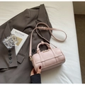 Pink faux leather pillow bag with crocodile pattern and adjustable crossbody strap - Pink Without Charm