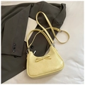 Borsa a spalla giallo crema plissettata con dettaglio fiocco e finiture argentate - Giallo senza pendente