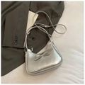 Borsa a tracolla argento con fiocco chic ed elegante trama a pieghe moderna - Argento Senza Ciondolo