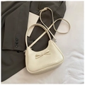 Elegante borsa sottobraccio bianco crema con fiocco e trama in pelle screpolata - Bianco senza ciondolo