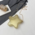 Mini star-shaped crossbody bag with gold glitter finish and metal chain strap - Gold Large