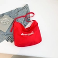 Borsa tote minimalista in tela rossa con ricamo malivi e grande capacità per donna - Rosso