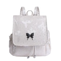 Mochila elegante de jacquard blanco roto con mariposas y cierre metálico para mujer - Blanco Roto