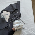 Mini sac à dos argenté avec décoration de nœud et bordure en dentelle blanche de style - Argent Sans Pendentif