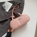 Pink lychee texture shoulder bag with metal twist lock and elegant commute style - Pink