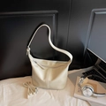 Minimalist cream white hobo shoulder bag with silver hardware and dual straps - Off White