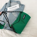 Neongrüne Mesh-Umhängetasche mit sportlichem Seilriemen und Vintage-Canvas-Design - Grün