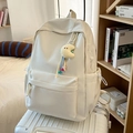Minimalistischer cremeweißer Rucksack mit Mondanhänger und seitlicher Bestickung - Ohne Anhänger / Weiß