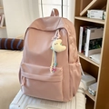 Rosa minimalistischer Rucksack für Schüler mit Mond-Plüschanhänger und Nylon - Ohne Anhänger / Rosa