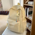Minimalistischer hellgelber Rucksack mit großem Fassungsvermögen und Mondanhänger - Ohne Anhänger / Gelb