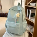 Hellblauer großer Schülerrucksack mit Seitenstickerei und weichem Mond-Anhänger - Ohne Anhänger / Blau