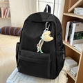 Schlichter schwarzer Rucksack für Schüler mit süßem Mond-Plüschanhänger auf Koffer - Schwarz